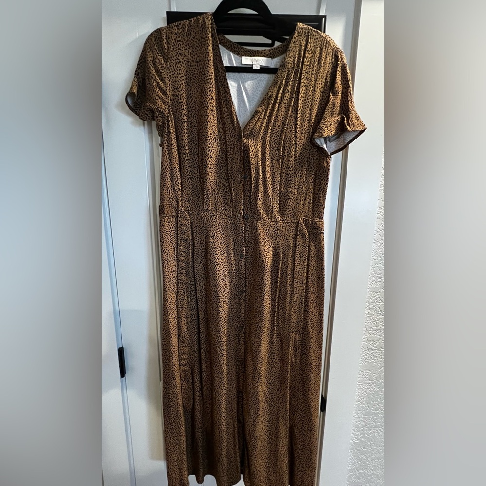 LOFT Brown Animal Print Maxi Dress